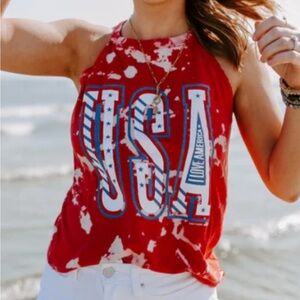 Southern Bliss USA Patriotic High Neck Flowy Tank